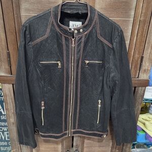 Live A Little Women's Black Jacket with Lining Size Medium Gold Zipper Pockets